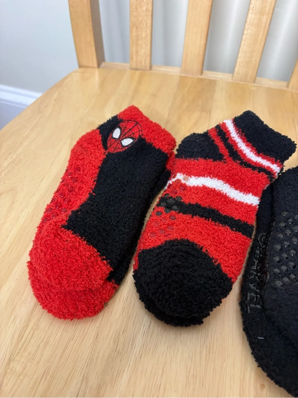Boys fuzzy Spider-Man socks with grips